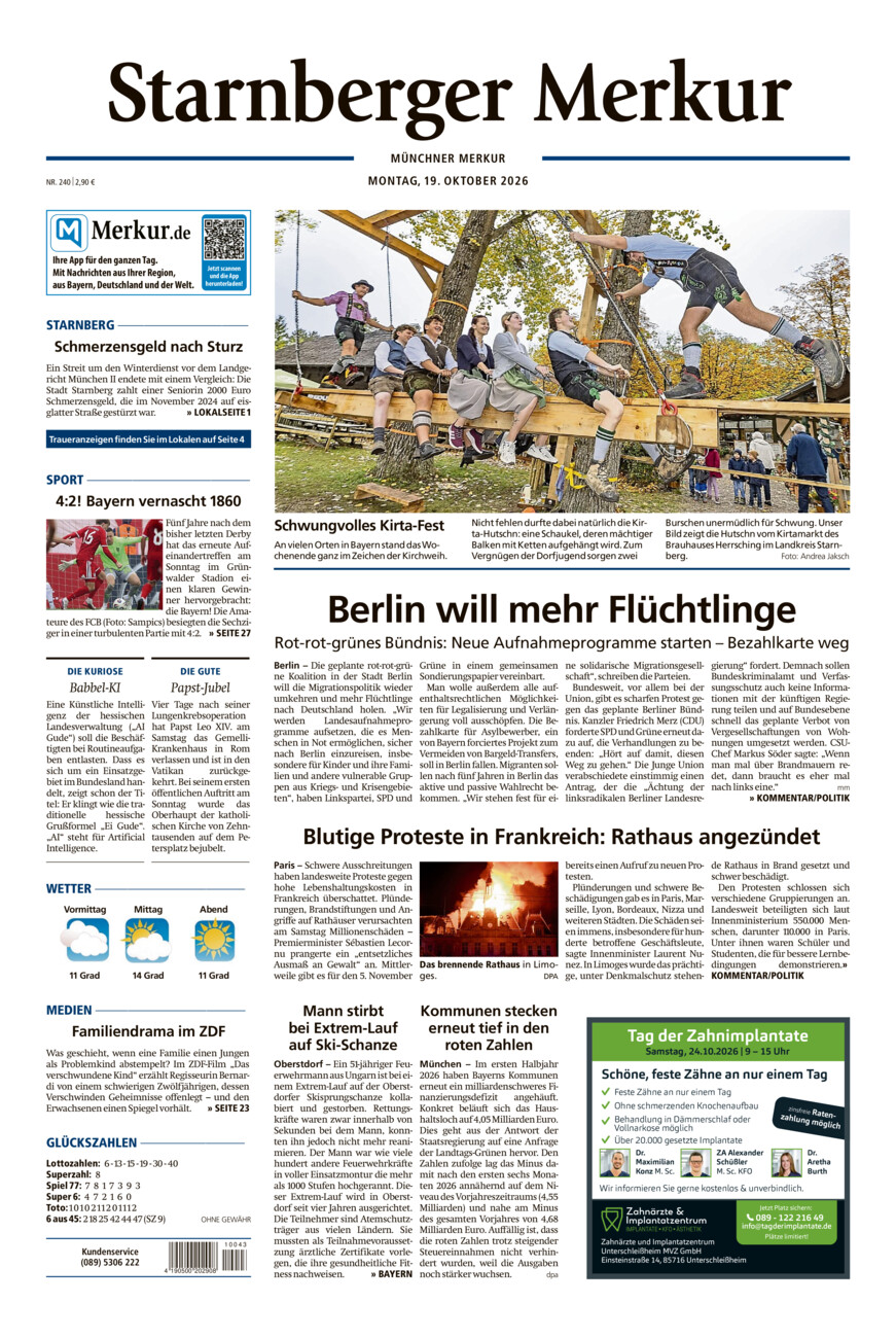 Starnberger Merkur vom Montag, 19.10.2026