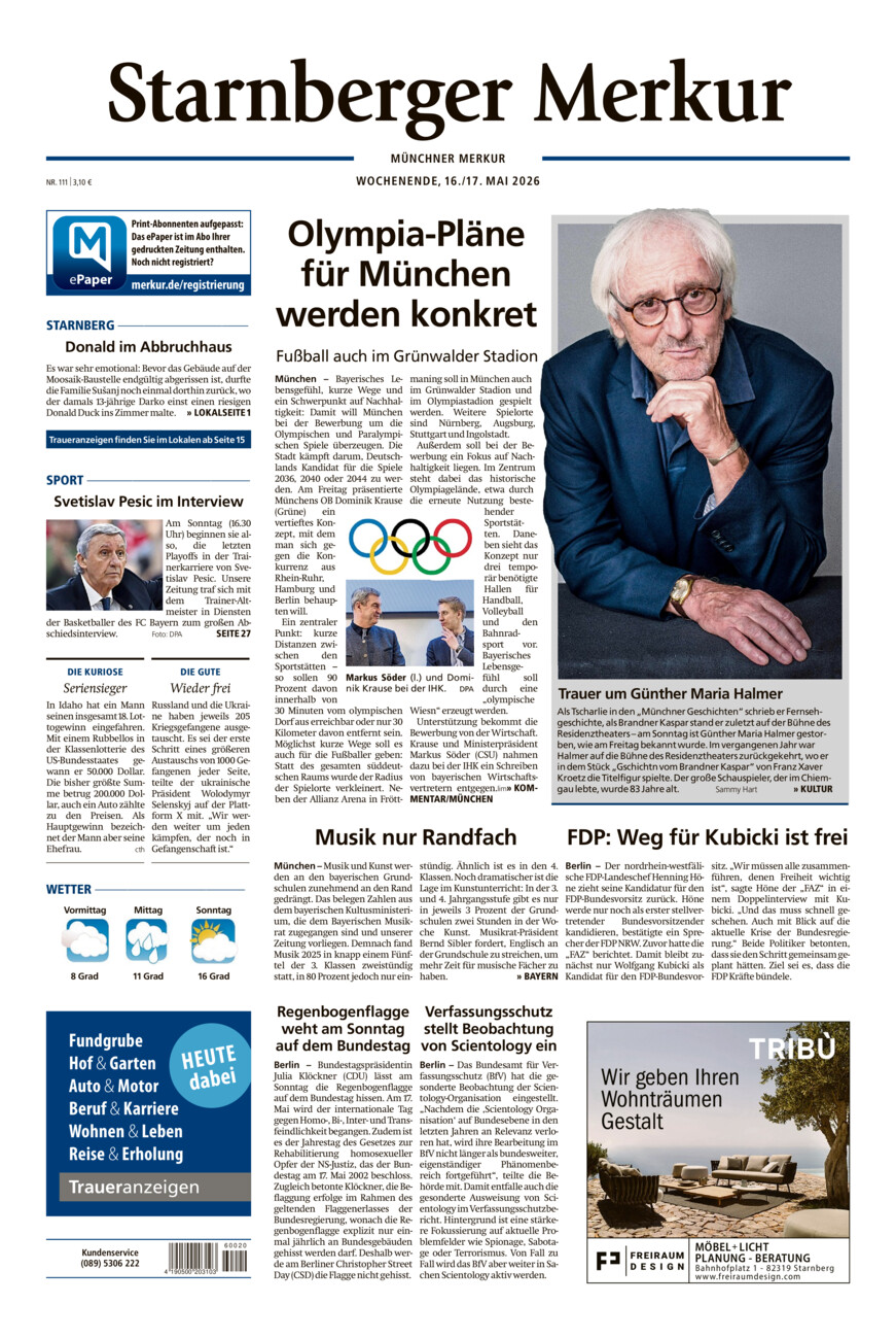 Starnberger Merkur vom Samstag, 16.05.2026