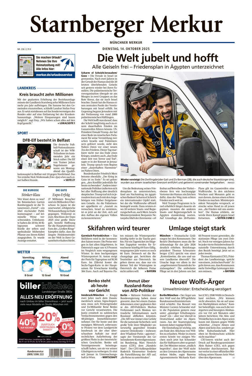 Starnberger Merkur vom Dienstag, 14.10.2025