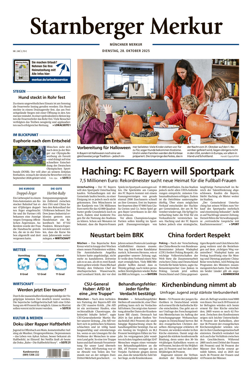 Starnberger Merkur vom Dienstag, 28.10.2025