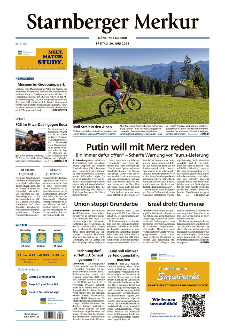 Starnberger Merkur vom Freitag, 20.06.2025