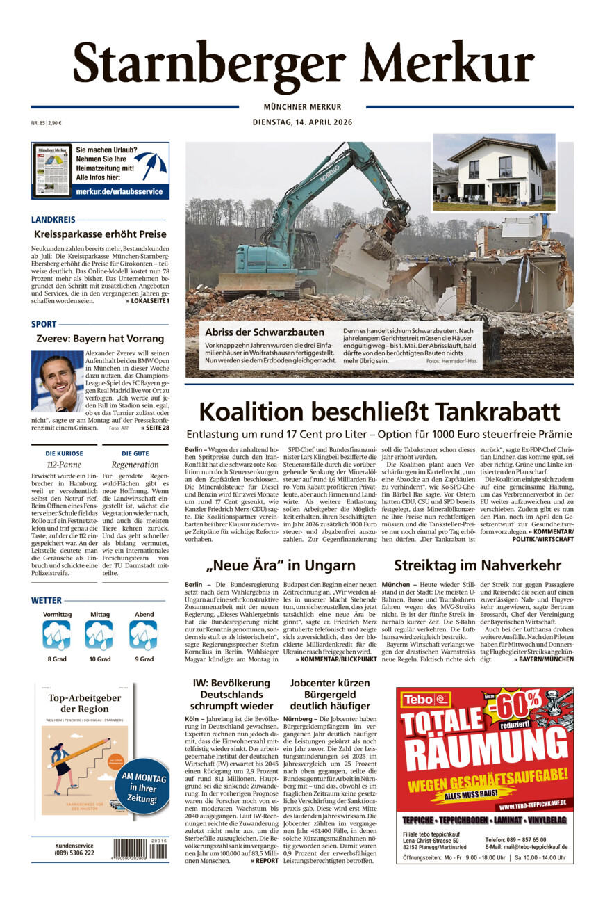 Starnberger Merkur vom Dienstag, 14.04.2026