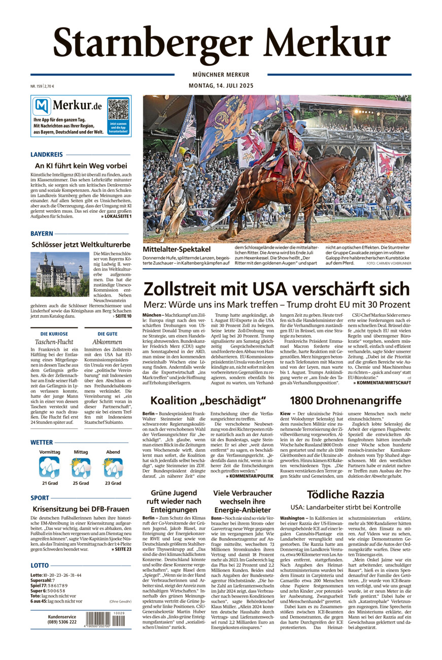 Starnberger Merkur vom Montag, 14.07.2025