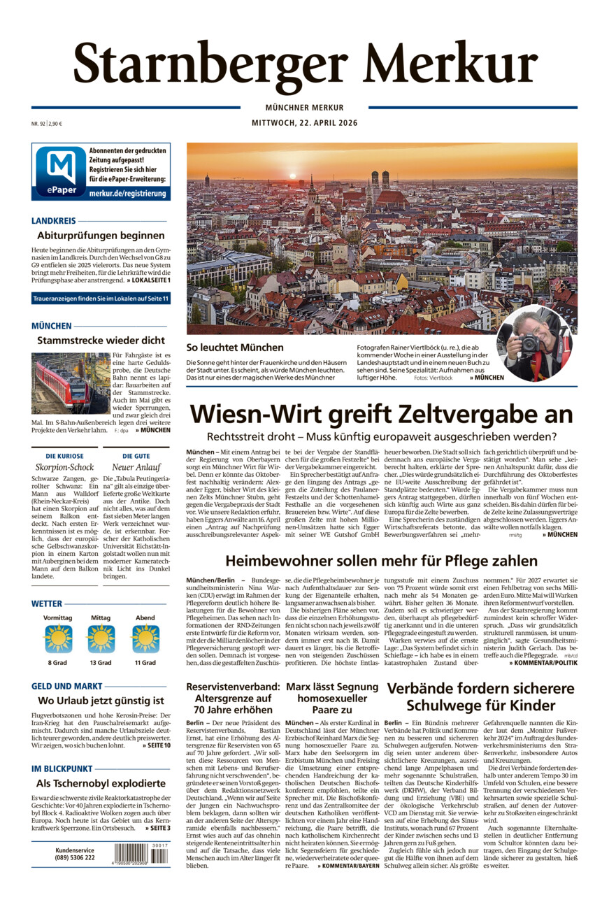 Starnberger Merkur vom Mittwoch, 22.04.2026