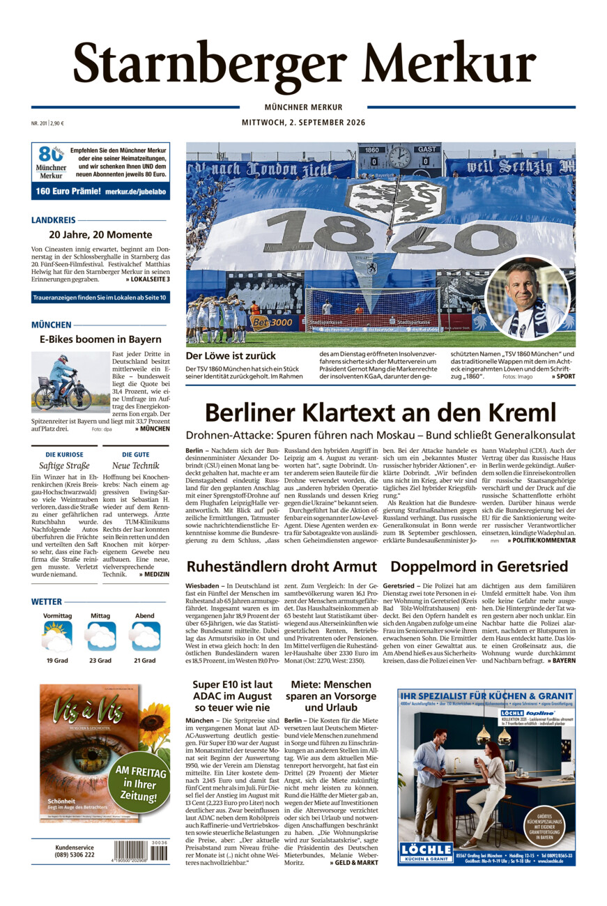 Starnberger Merkur vom Mittwoch, 02.09.2026