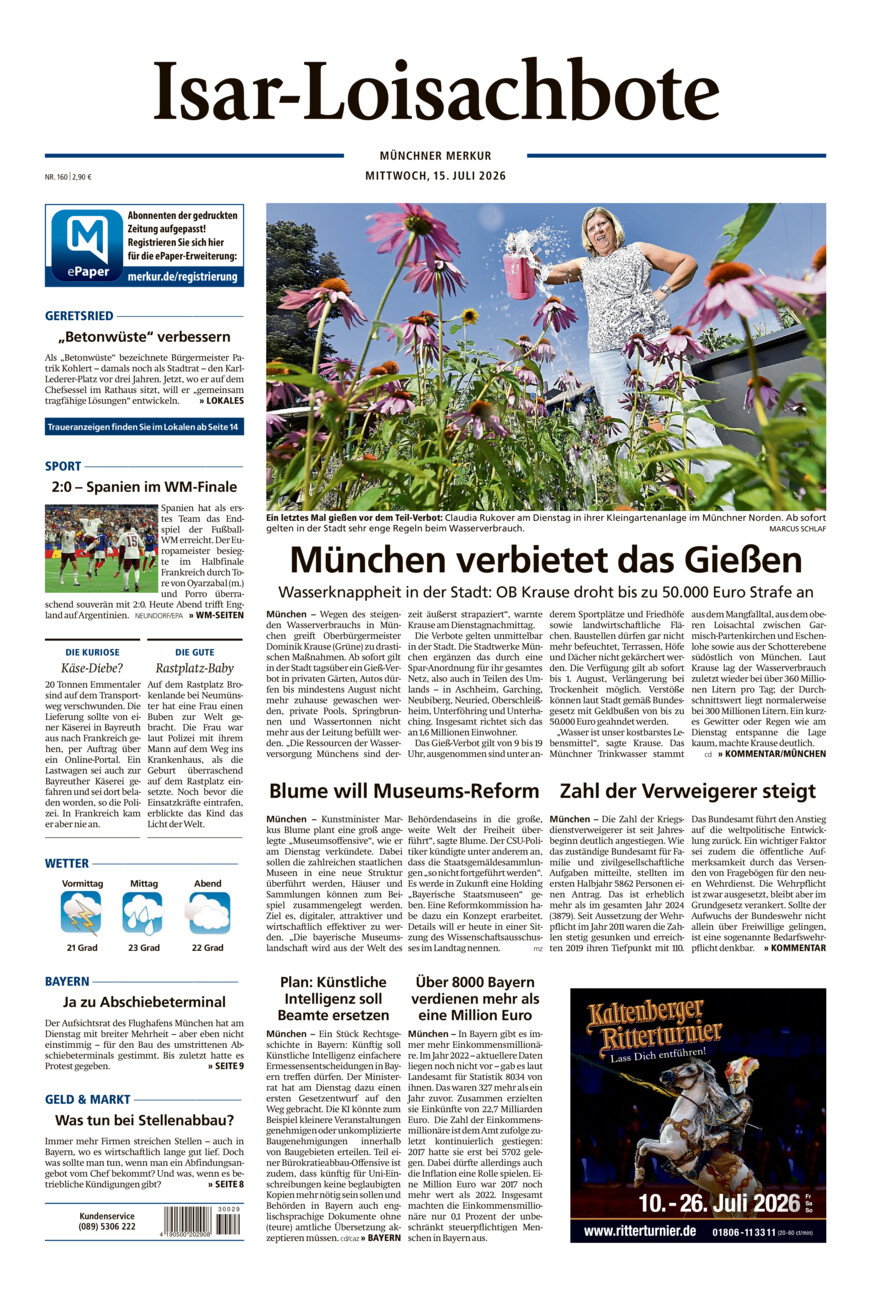 Isar-Loisachbote vom Mittwoch, 15.07.2026
