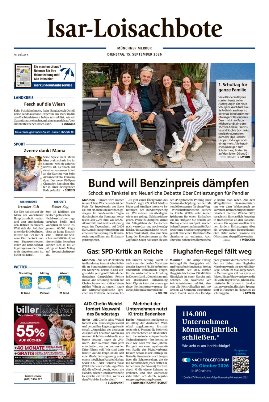 Isar-Loisachbote vom Dienstag, 15.09.2026