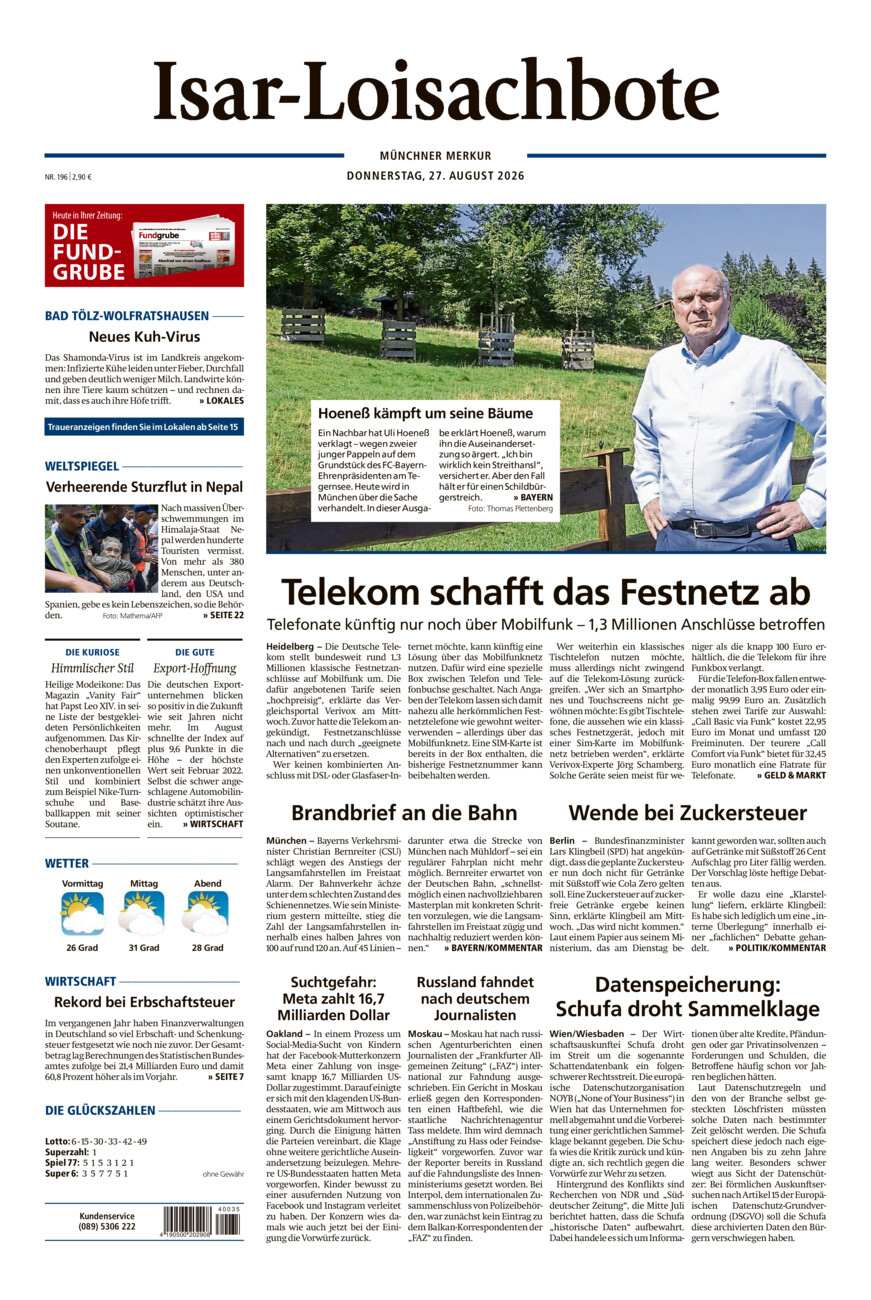 Isar-Loisachbote vom Donnerstag, 27.08.2026