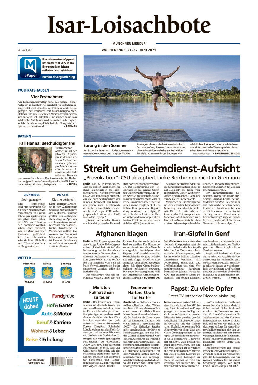 Isar-Loisachbote vom Samstag, 21.06.2025