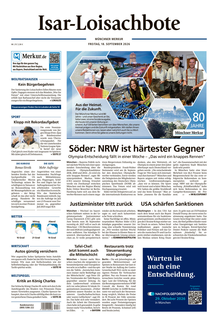 Isar-Loisachbote vom Freitag, 18.09.2026