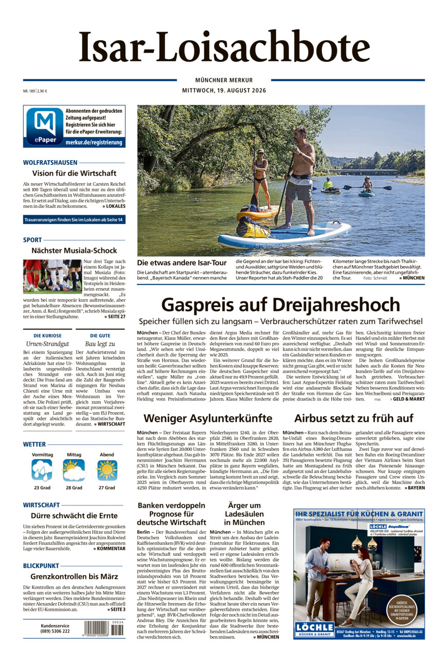 Isar-Loisachbote vom Mittwoch, 19.08.2026