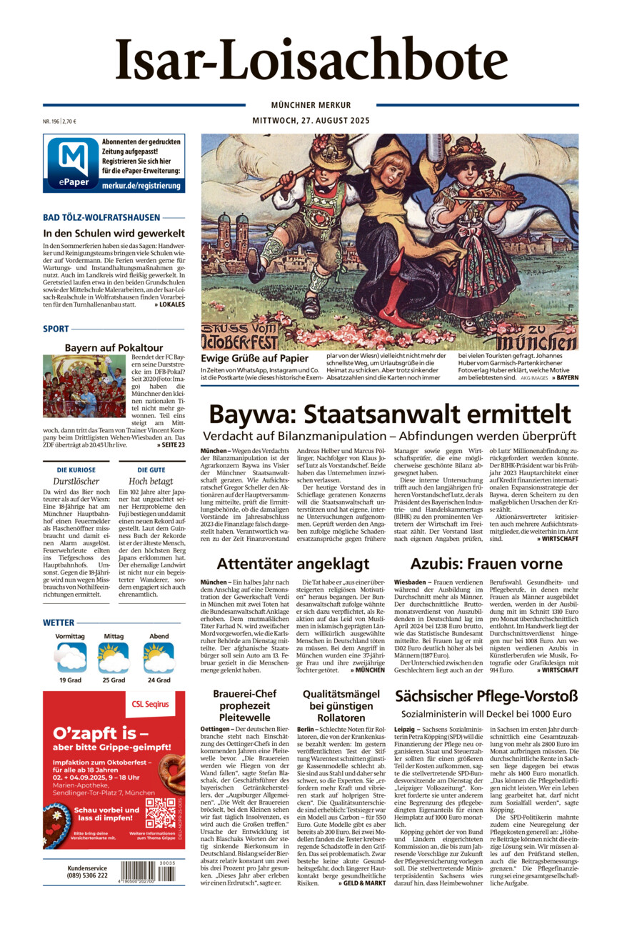 Isar-Loisachbote vom Mittwoch, 27.08.2025