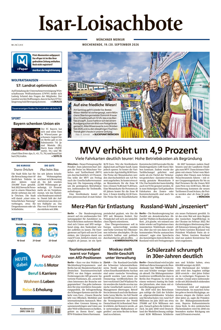 Isar-Loisachbote vom Samstag, 19.09.2026