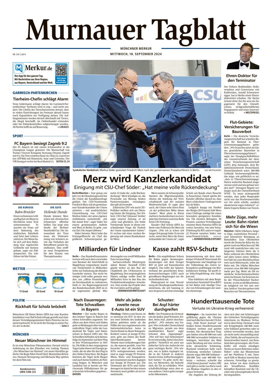 Murnauer Tagblatt vom Mittwoch, 18.09.2024