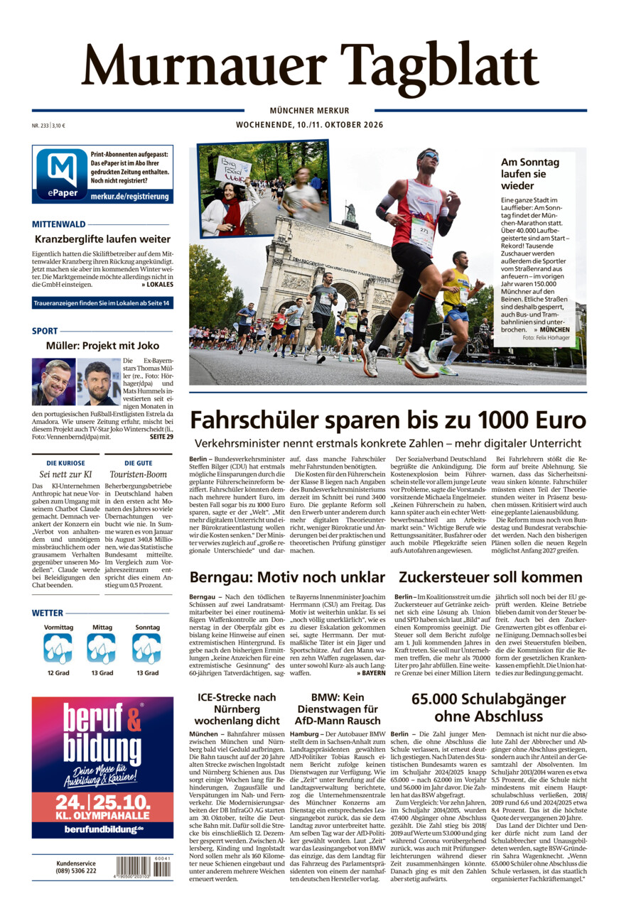 Murnauer Tagblatt vom Samstag, 10.10.2026