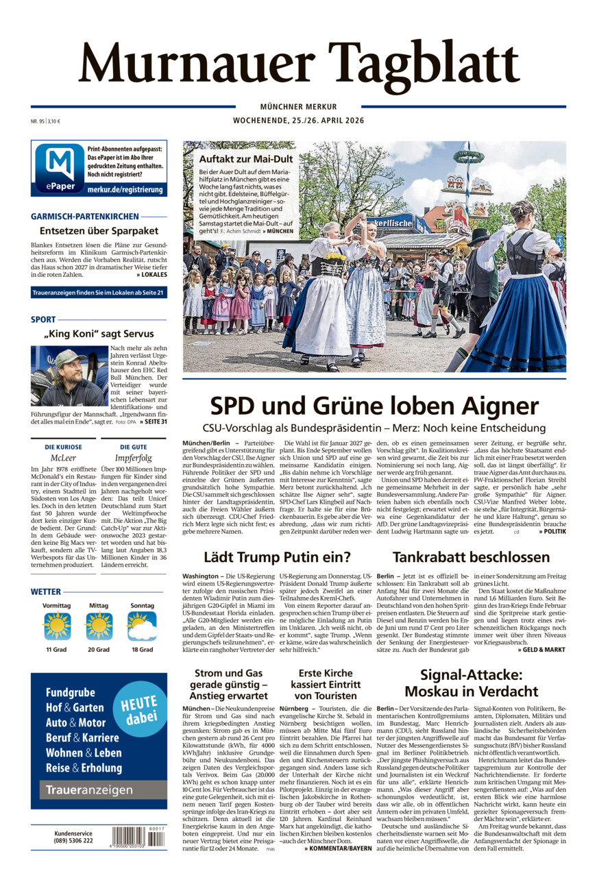 Murnauer Tagblatt vom Samstag, 25.04.2026