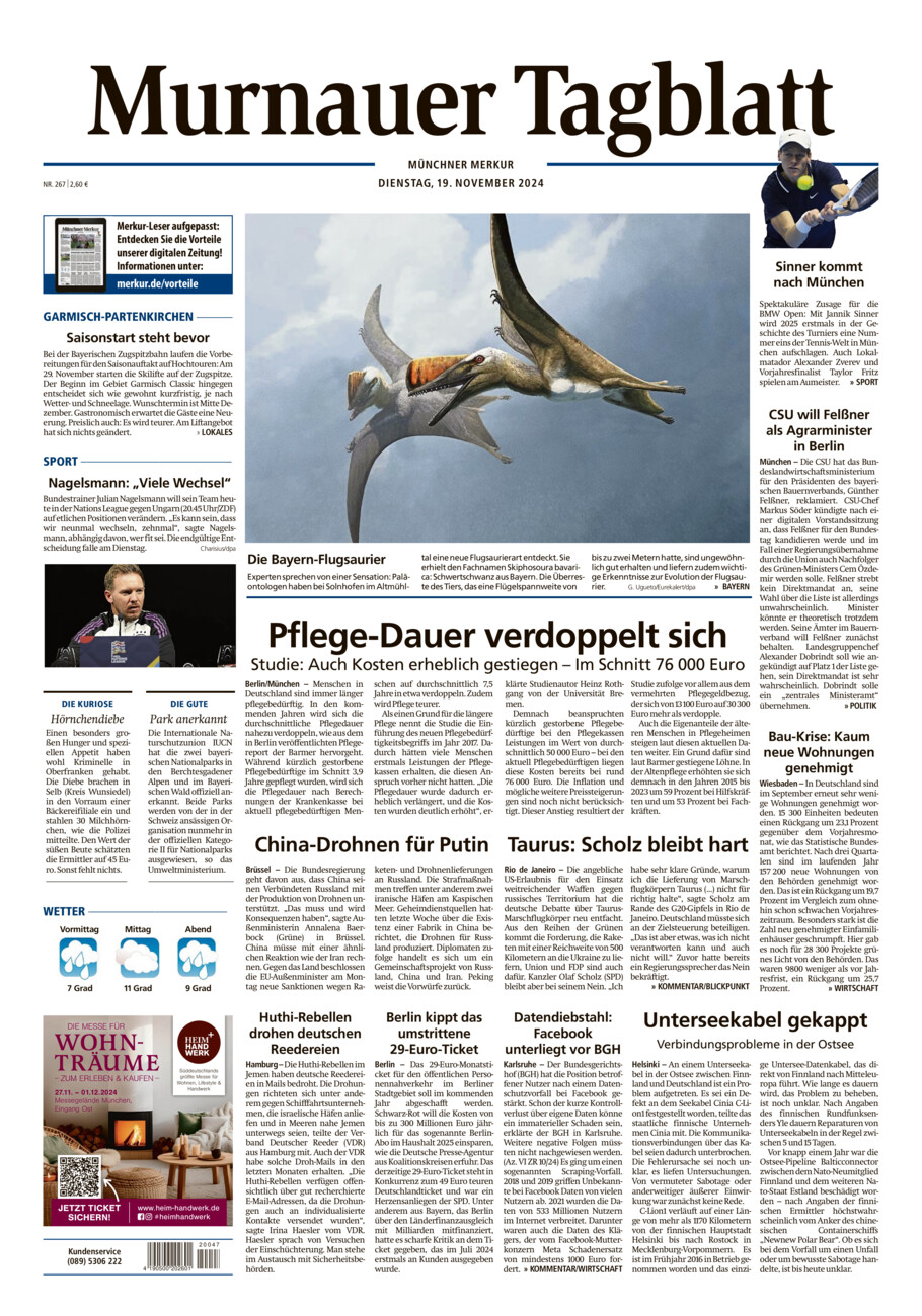 Murnauer Tagblatt vom Dienstag, 19.11.2024