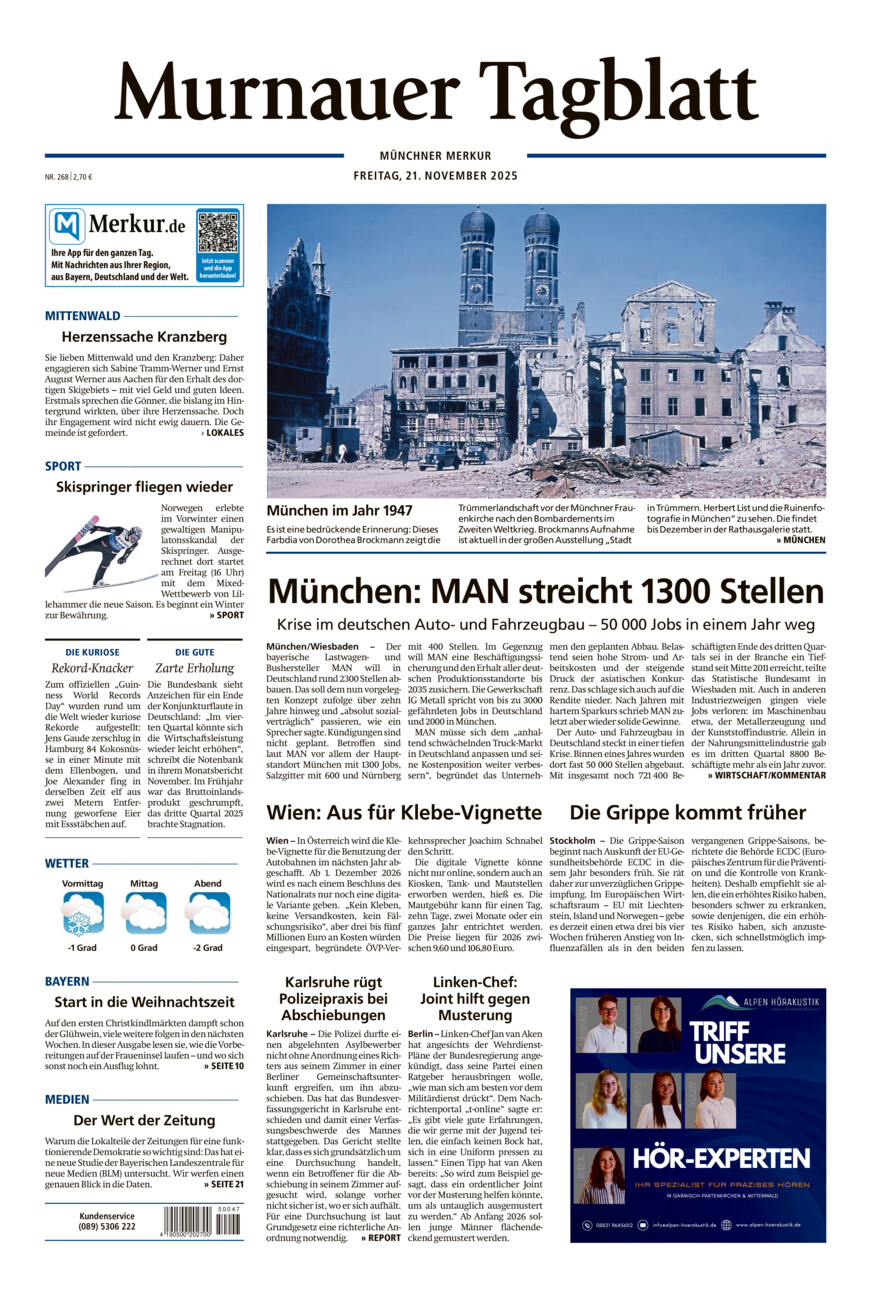 Murnauer Tagblatt vom Freitag, 21.11.2025
