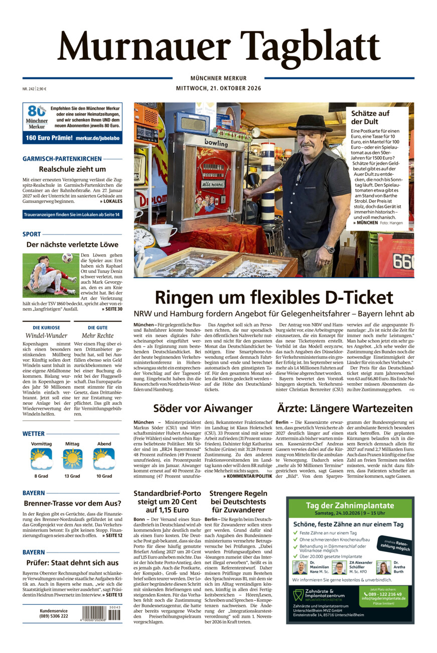 Murnauer Tagblatt vom Mittwoch, 21.10.2026