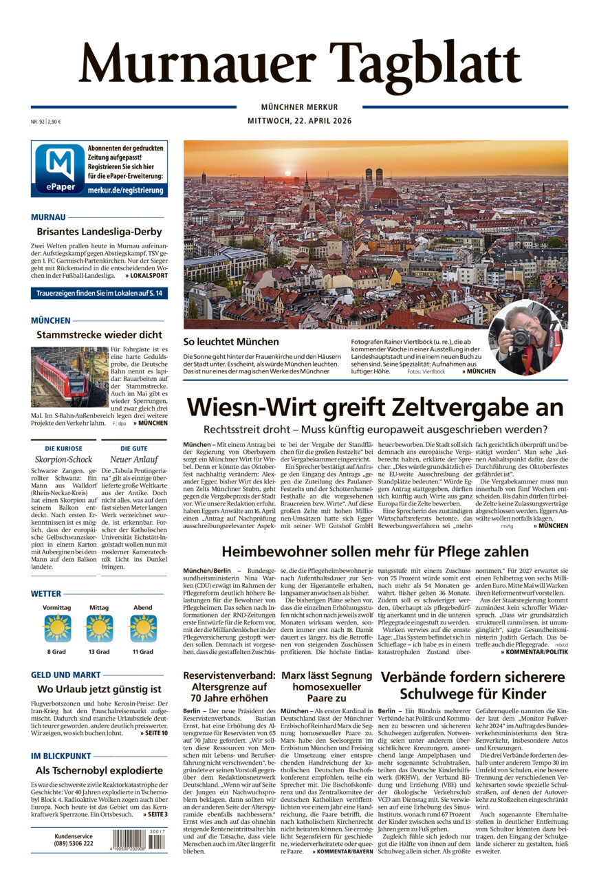Murnauer Tagblatt vom Mittwoch, 22.04.2026