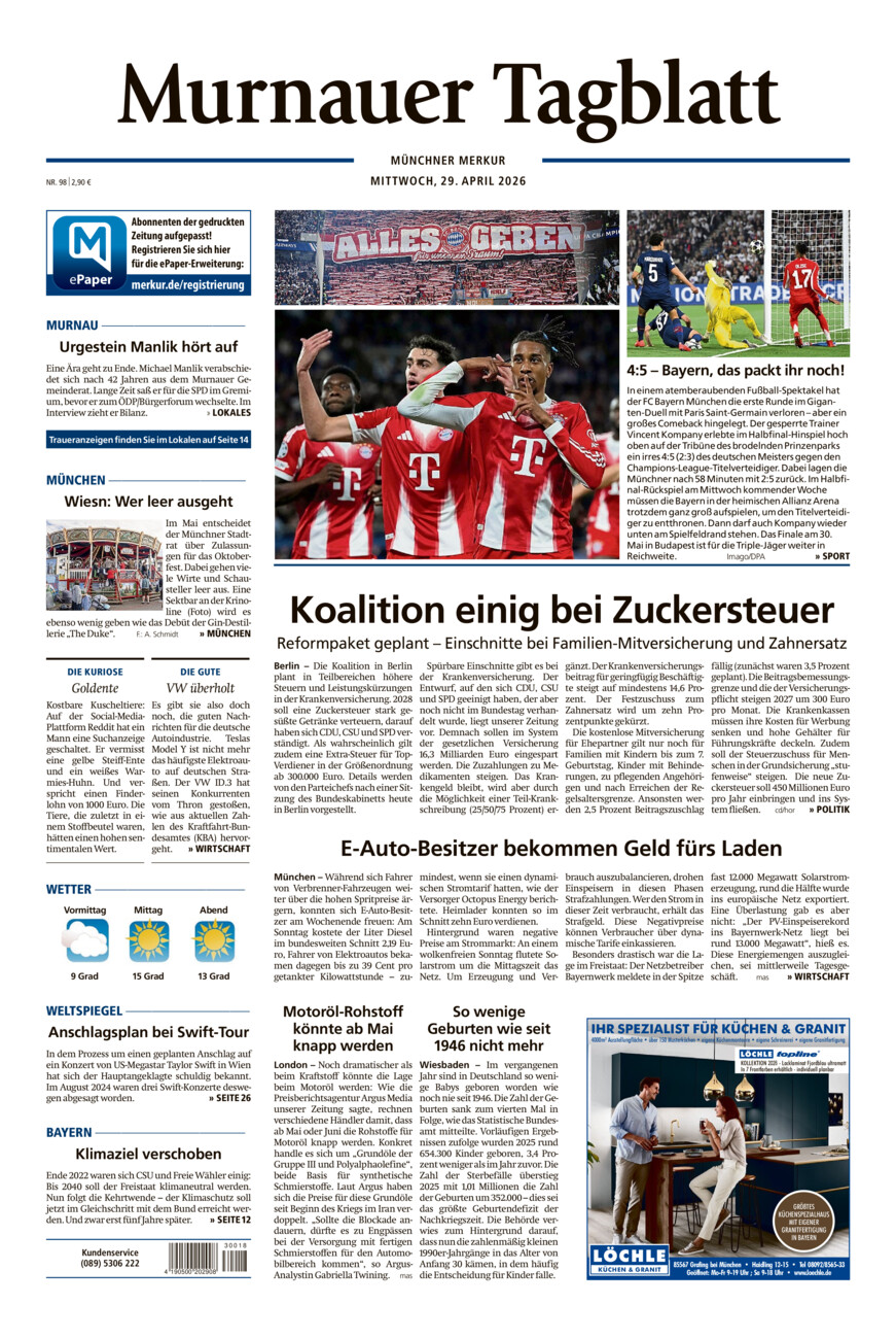 Murnauer Tagblatt vom Mittwoch, 29.04.2026