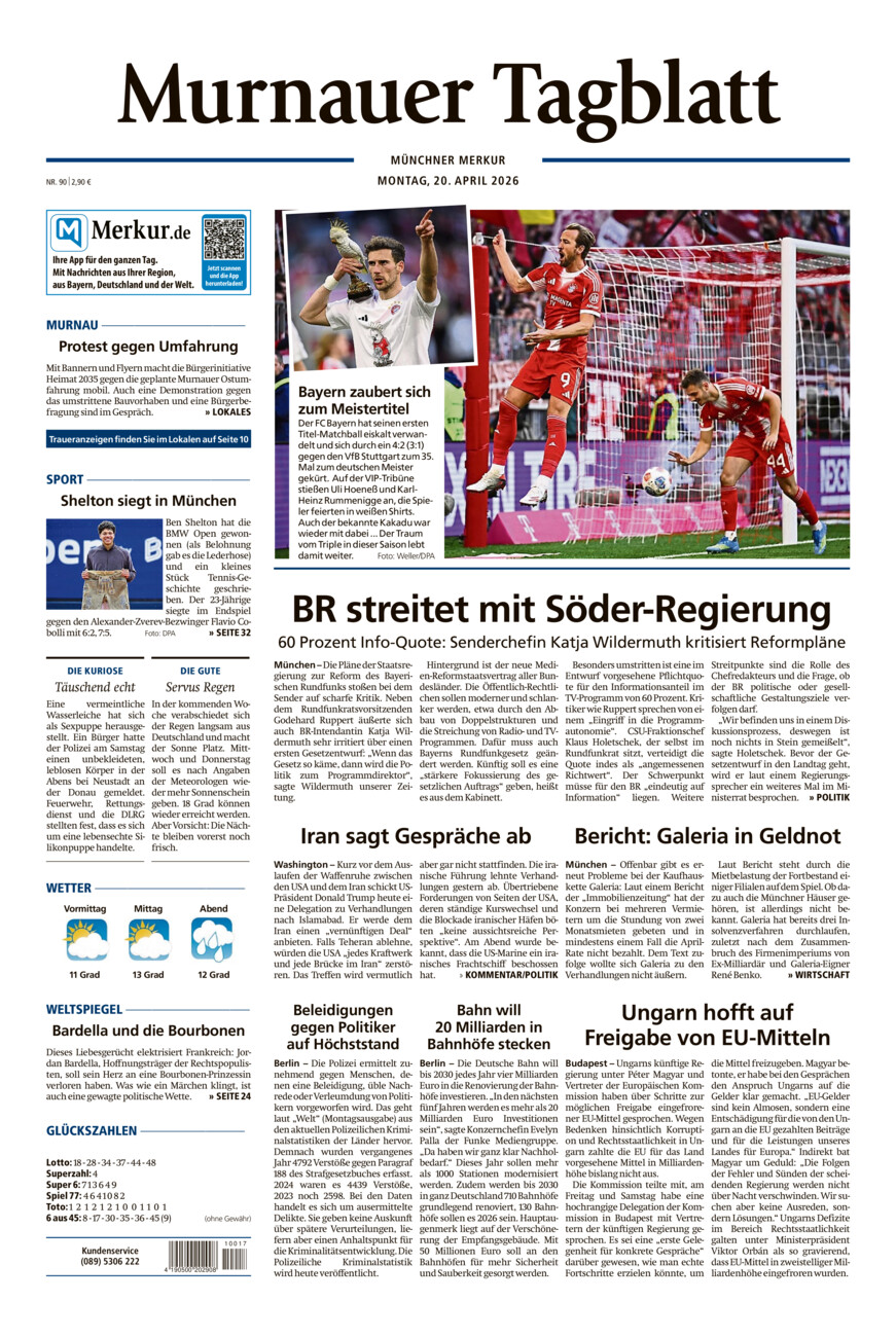 Murnauer Tagblatt vom Montag, 20.04.2026