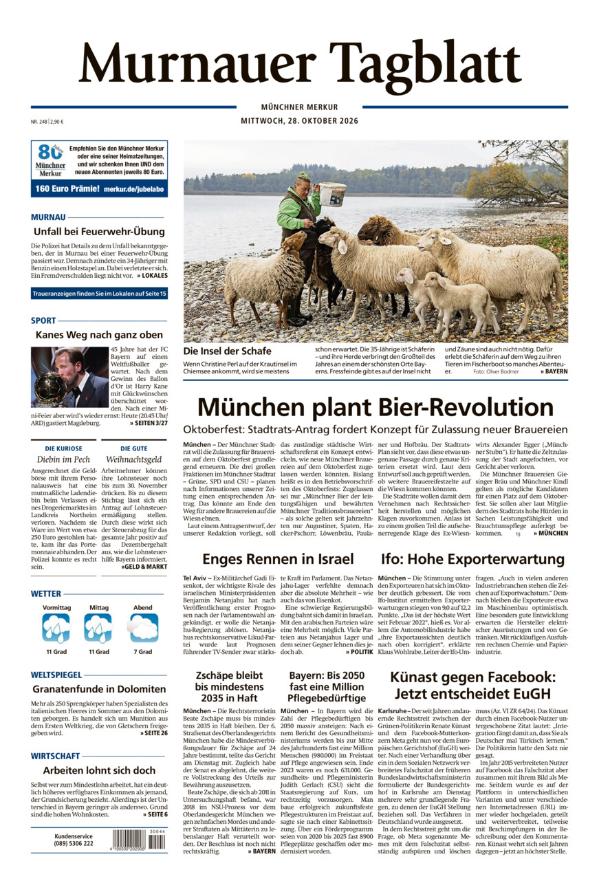 Murnauer Tagblatt vom Mittwoch, 28.10.2026