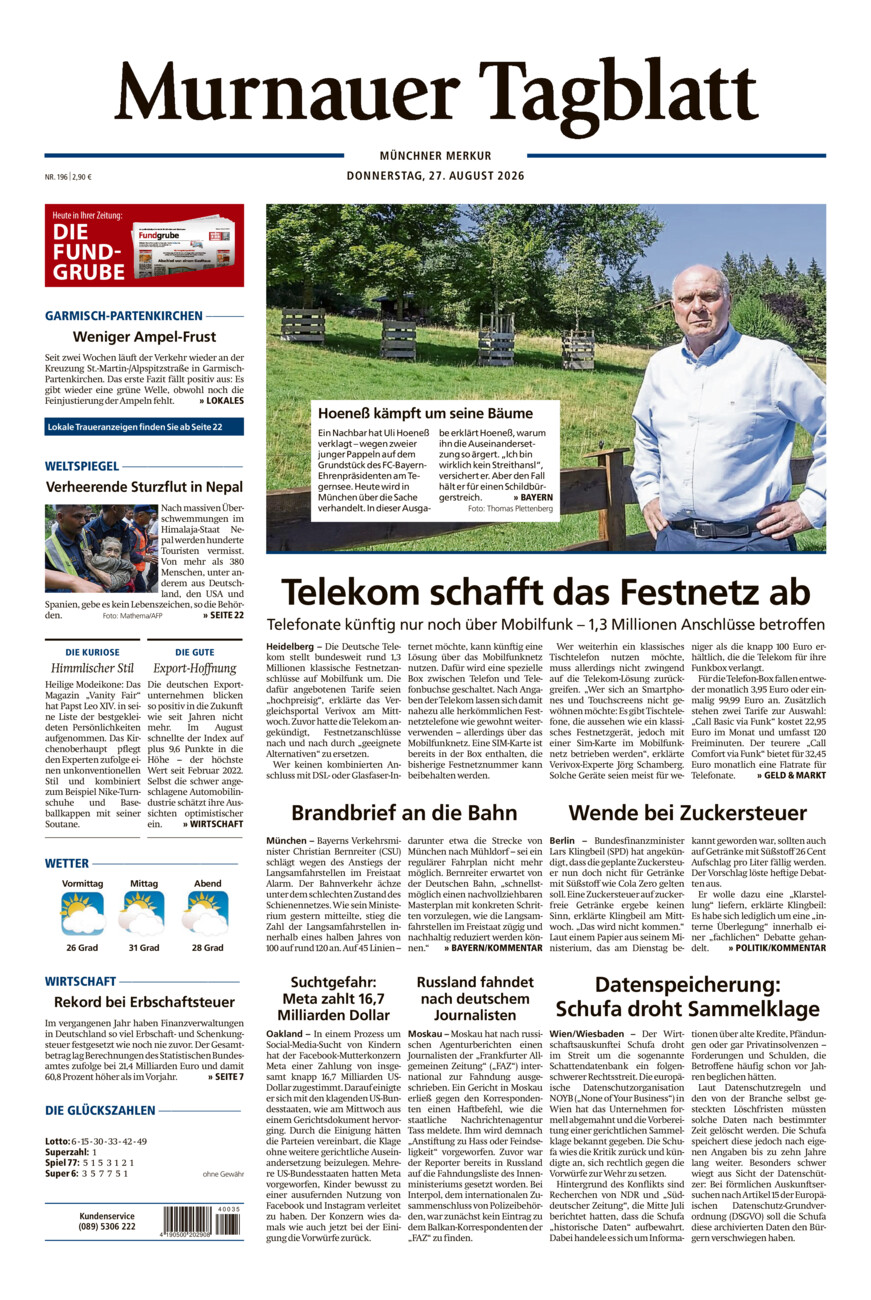 Murnauer Tagblatt vom Donnerstag, 27.08.2026