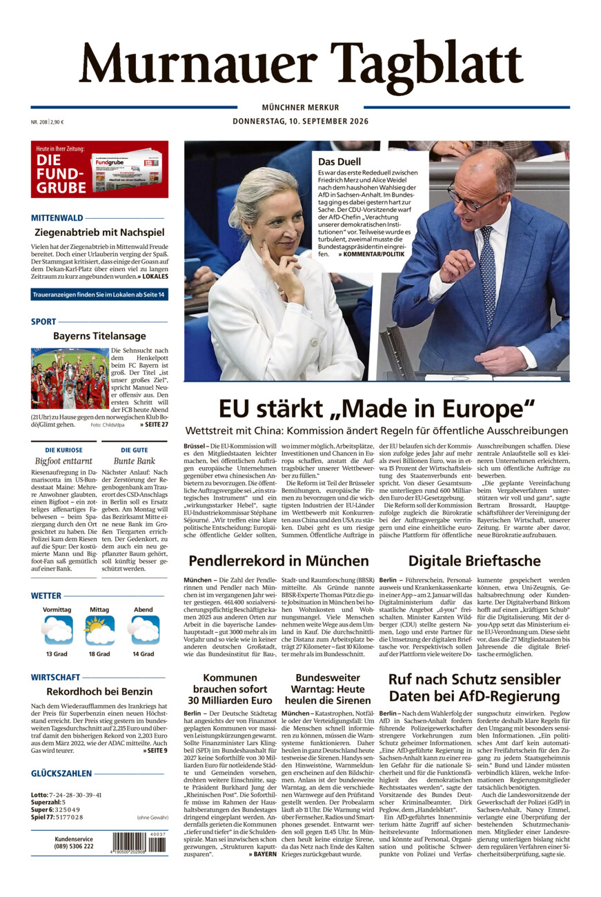 Murnauer Tagblatt vom Donnerstag, 10.09.2026