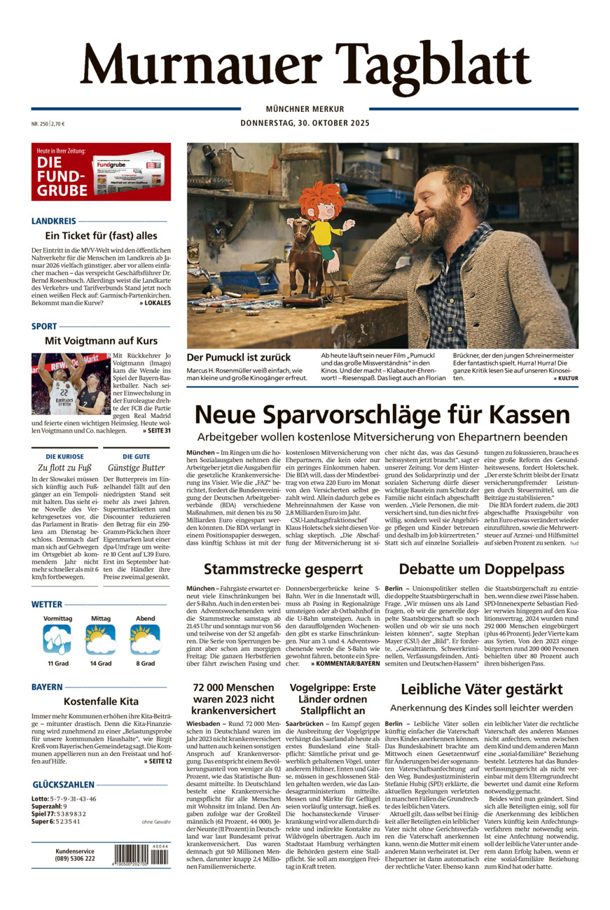 Murnauer Tagblatt vom Donnerstag, 30.10.2025