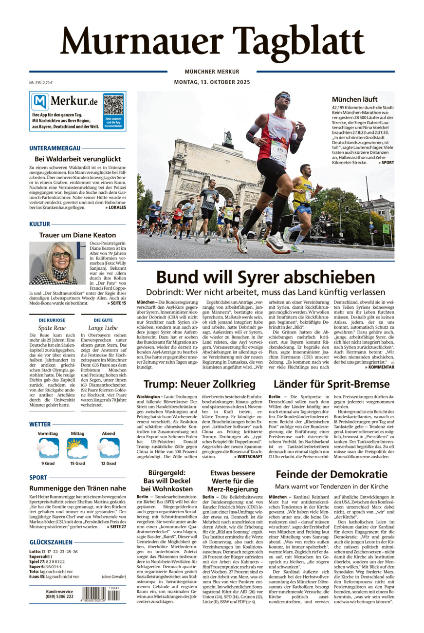 Murnauer Tagblatt vom Montag, 13.10.2025