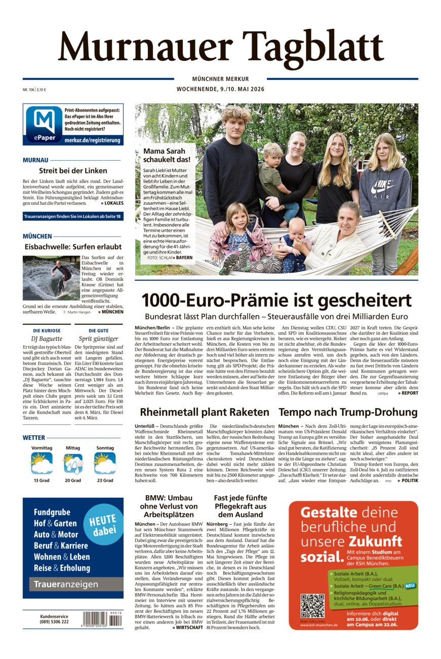 Murnauer Tagblatt vom Samstag, 09.05.2026