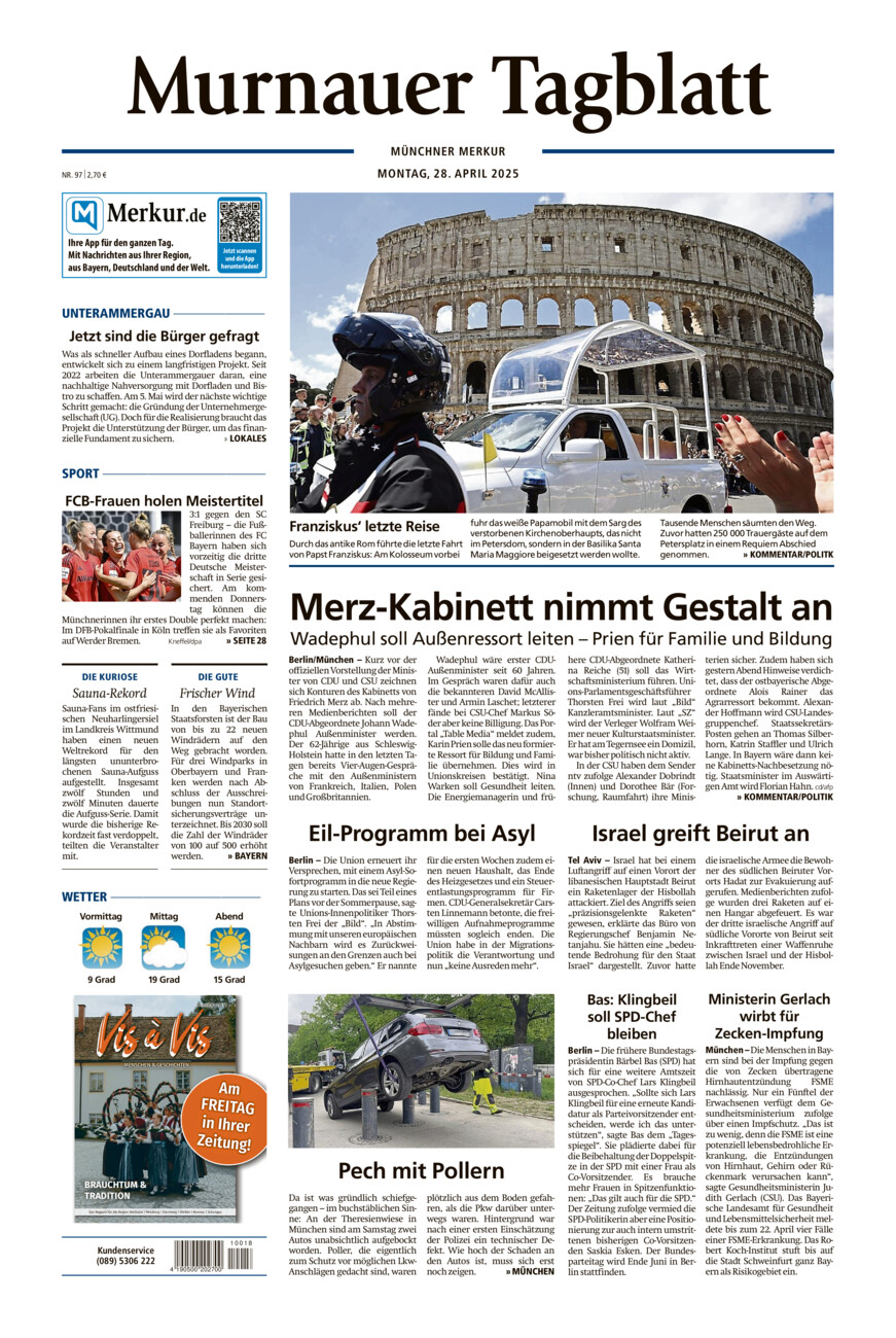 Murnauer Tagblatt vom Montag, 28.04.2025