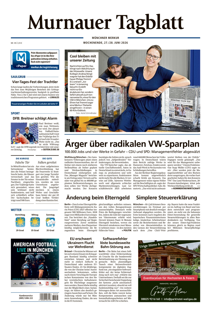 Murnauer Tagblatt vom Samstag, 27.06.2026