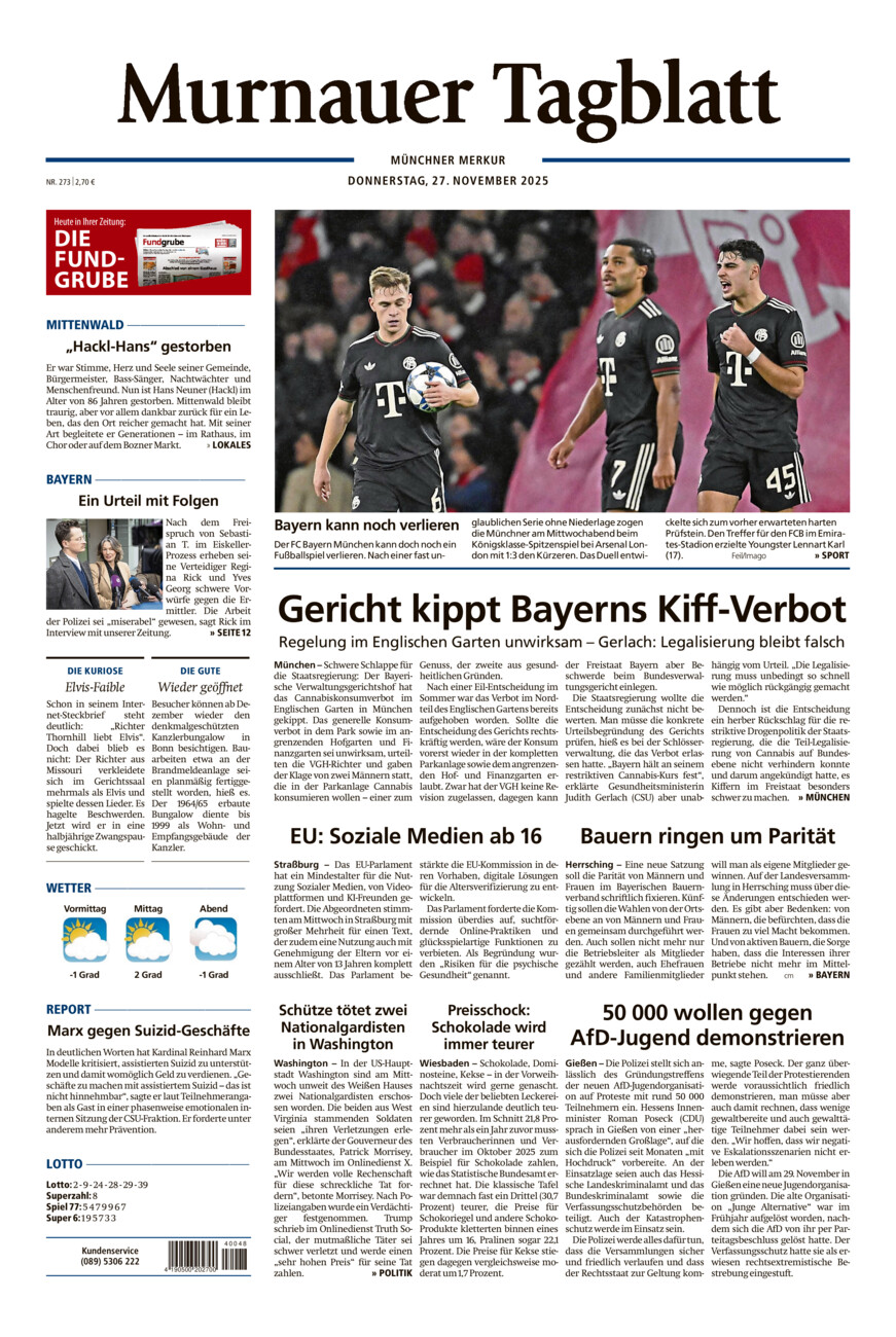 Murnauer Tagblatt vom Donnerstag, 27.11.2025