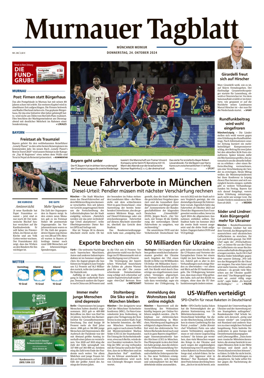 Murnauer Tagblatt vom Donnerstag, 24.10.2024