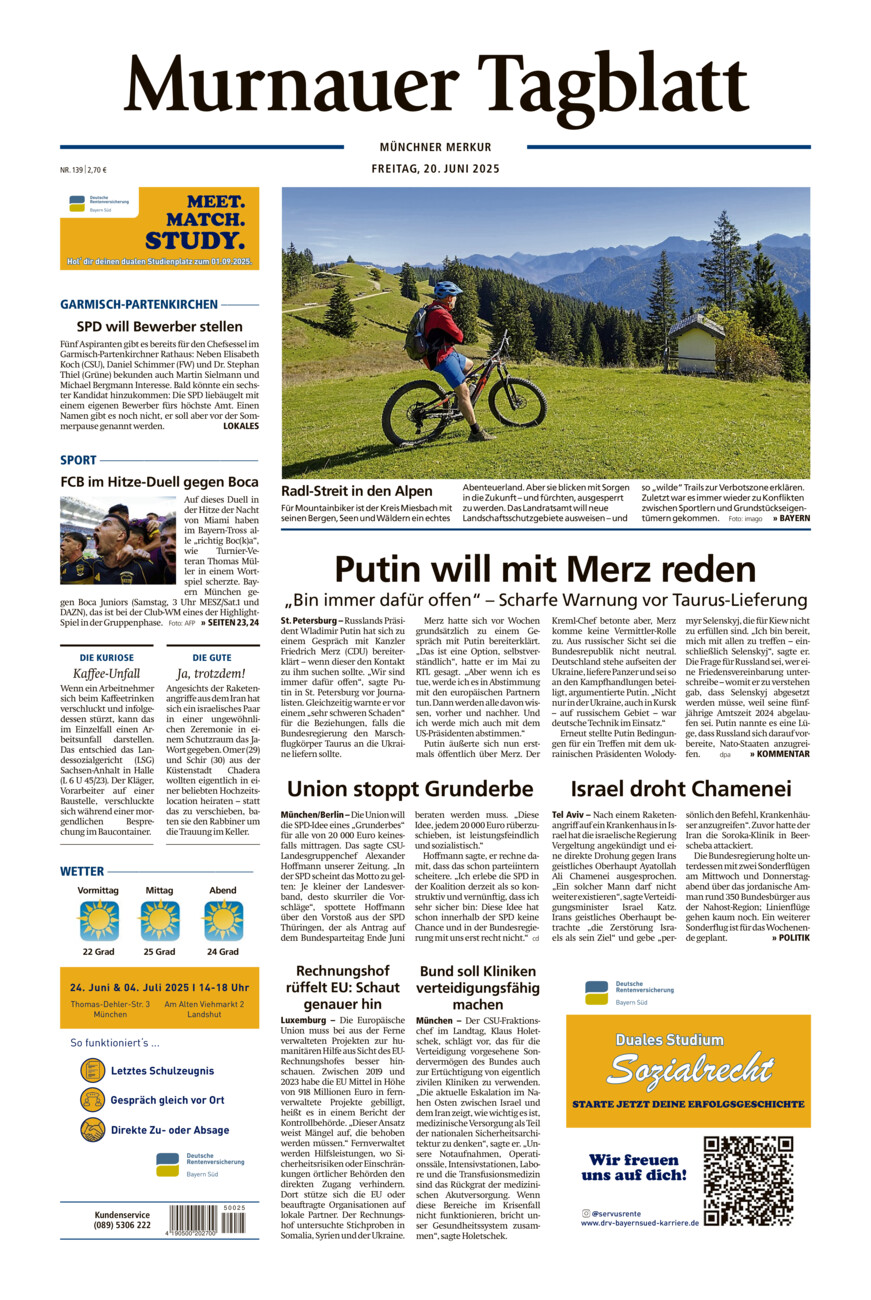 Murnauer Tagblatt vom Freitag, 20.06.2025
