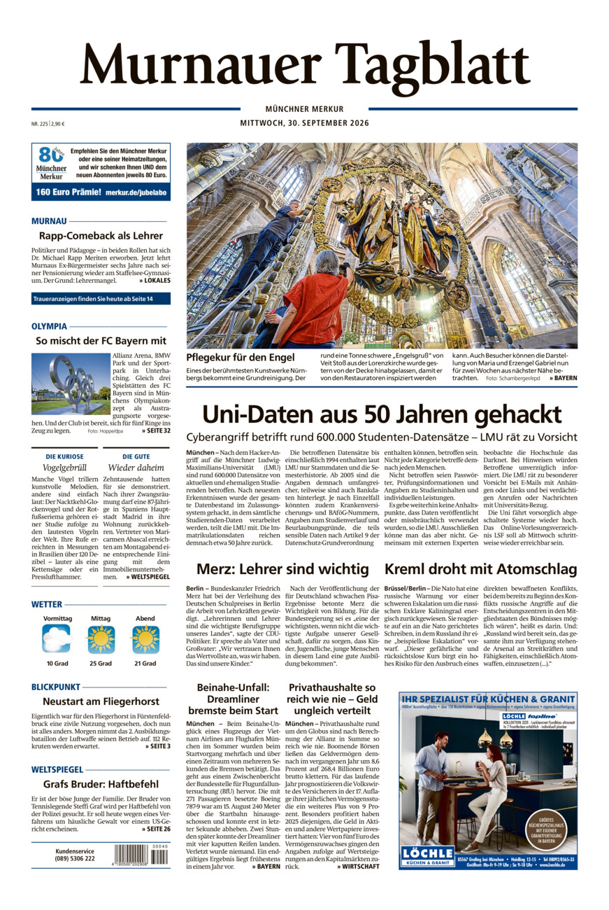 Murnauer Tagblatt vom Mittwoch, 30.09.2026