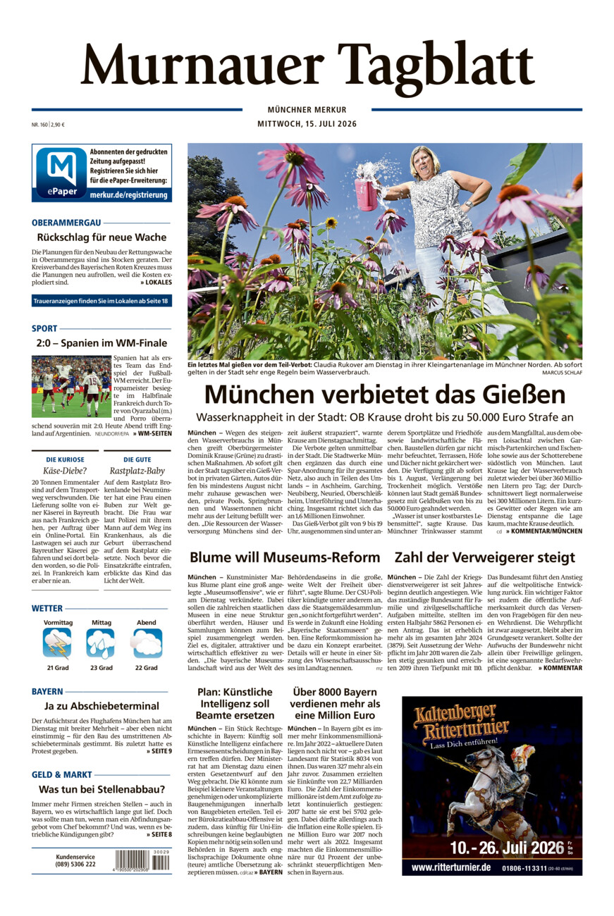 Murnauer Tagblatt vom Mittwoch, 15.07.2026