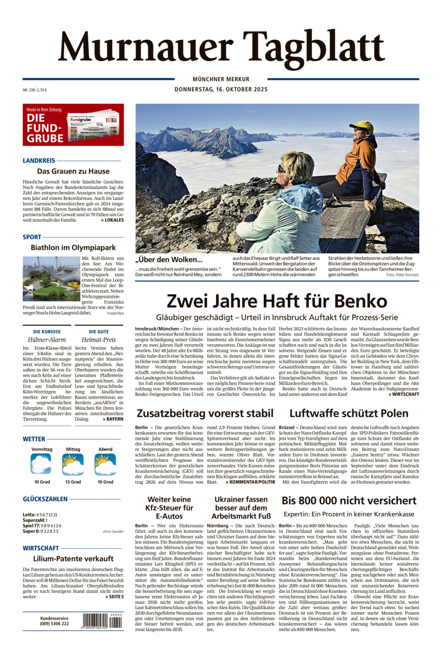 Murnauer Tagblatt vom Donnerstag, 16.10.2025