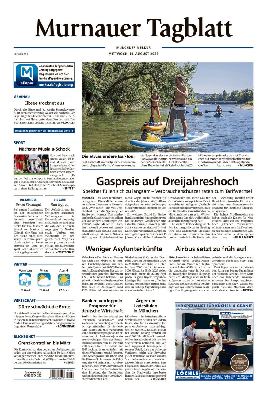 Murnauer Tagblatt vom Mittwoch, 19.08.2026