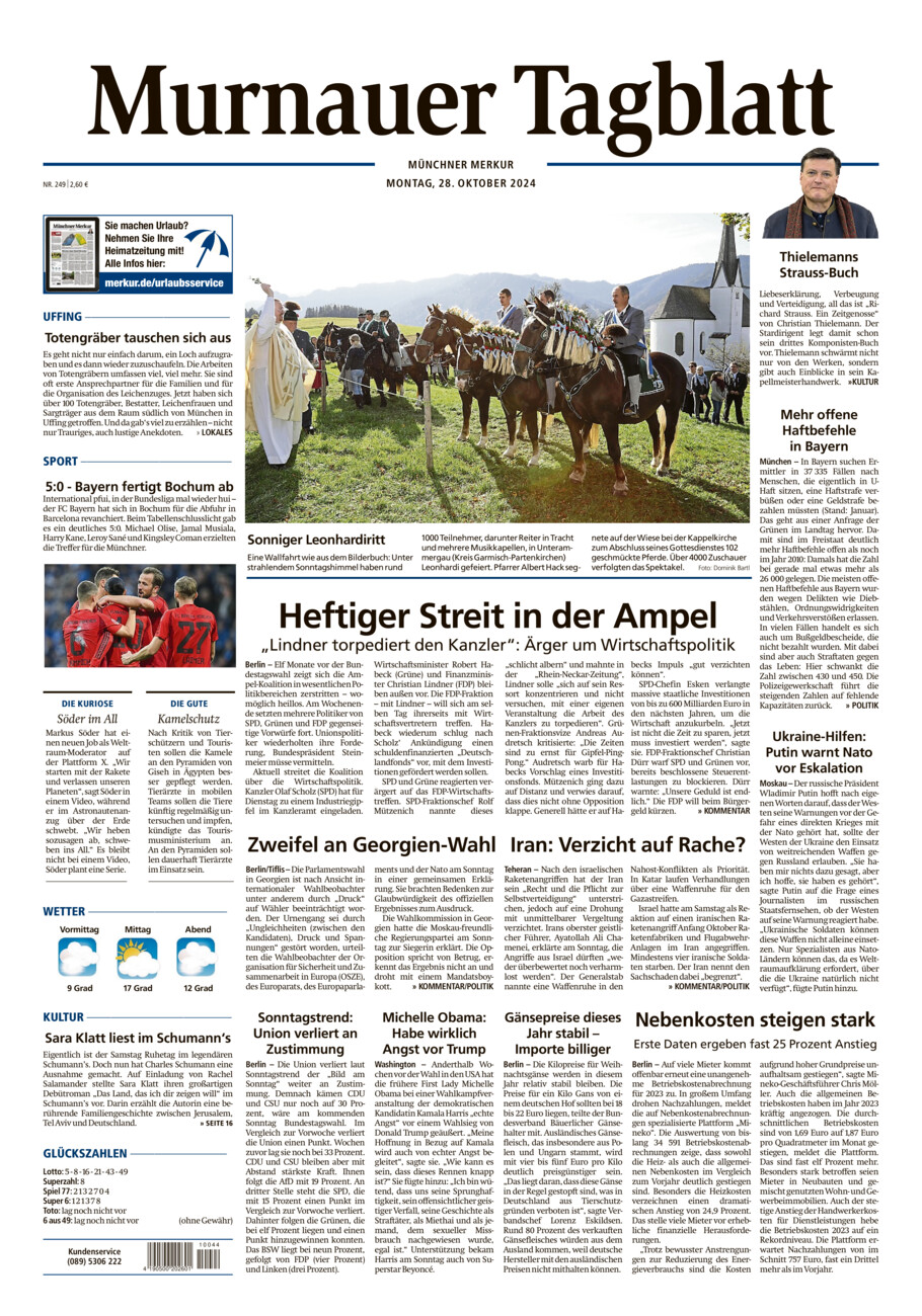 Murnauer Tagblatt vom Montag, 28.10.2024