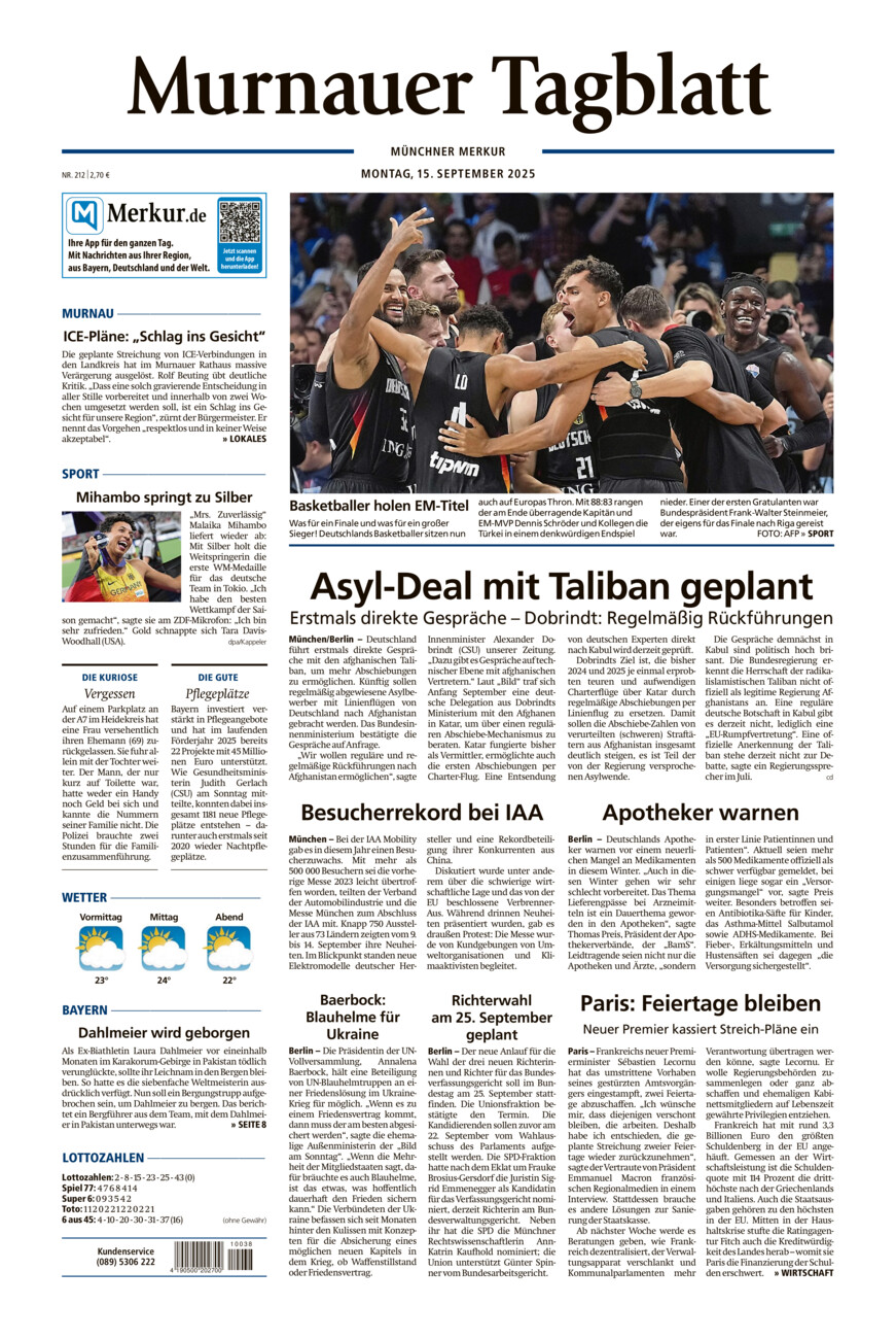 Murnauer Tagblatt vom Montag, 15.09.2025
