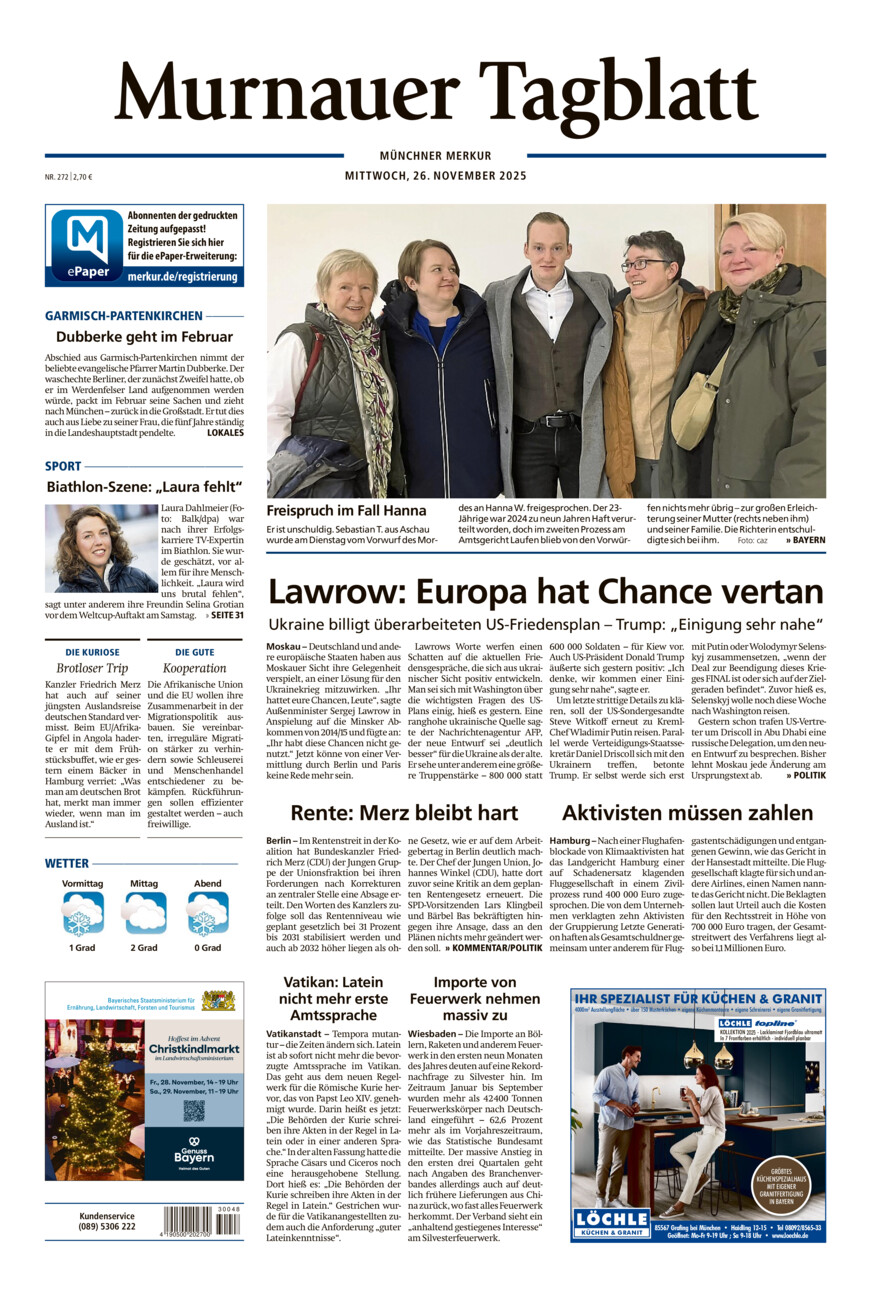 Murnauer Tagblatt vom Mittwoch, 26.11.2025