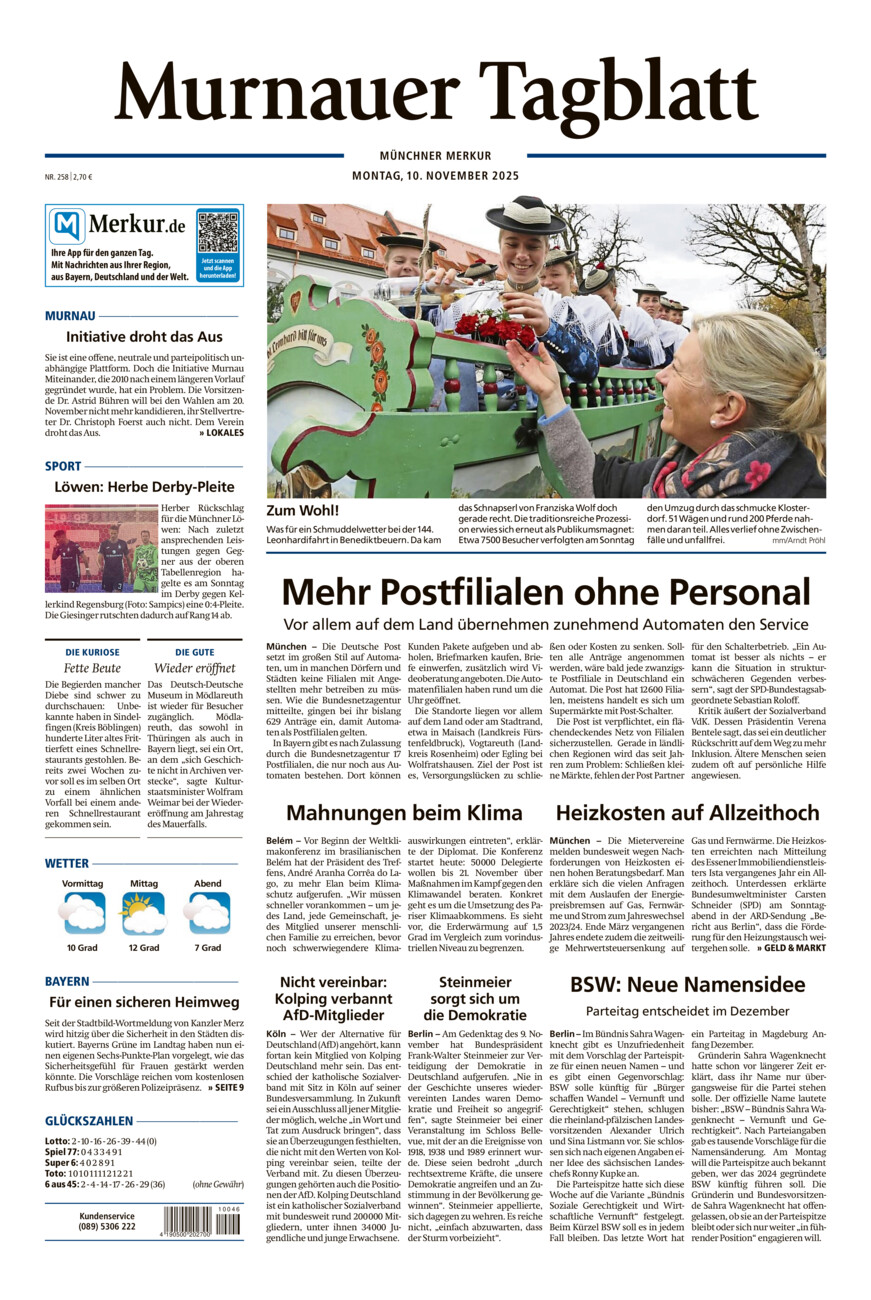 Murnauer Tagblatt vom Montag, 10.11.2025