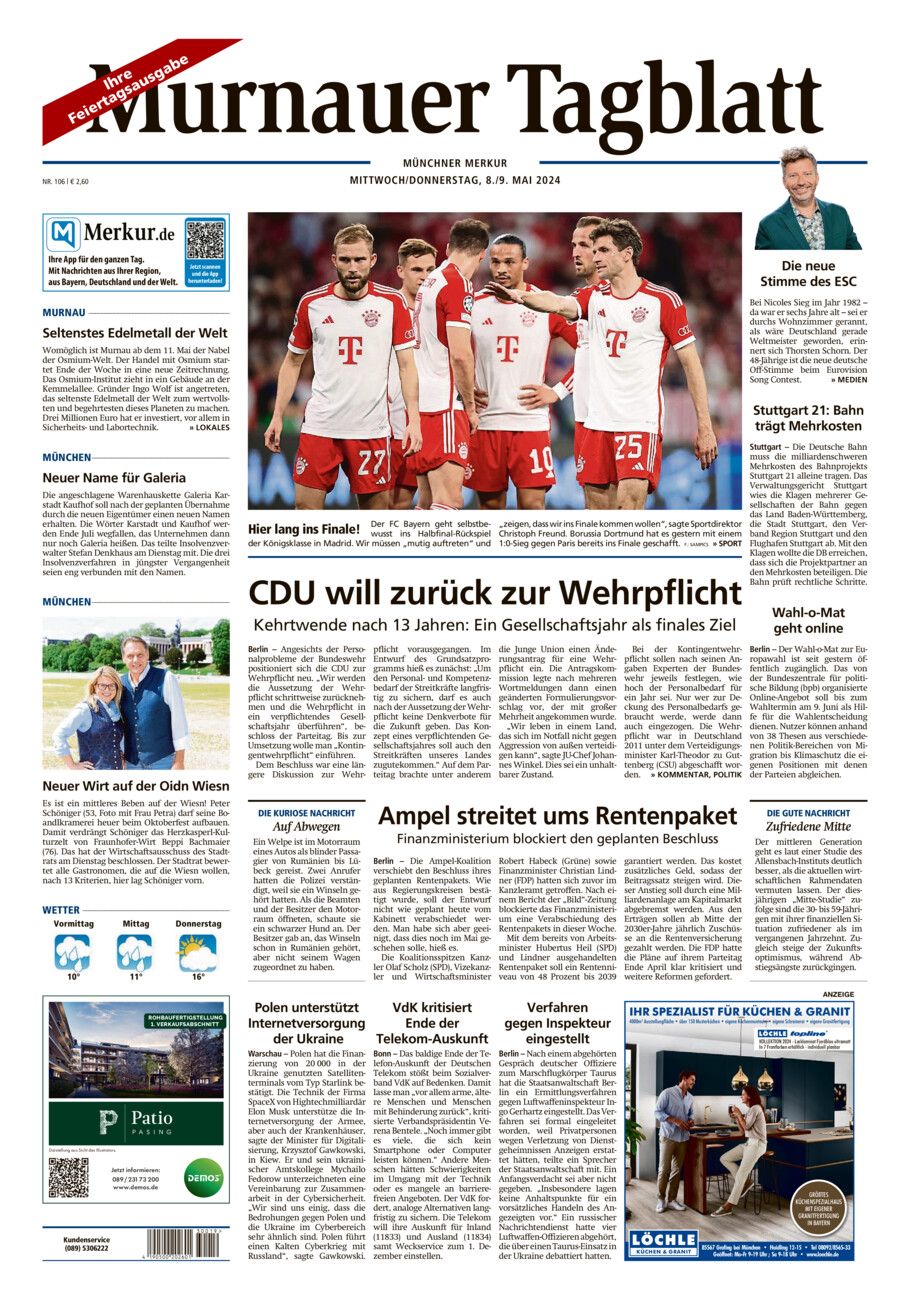 Murnauer Tagblatt vom Mittwoch, 08.05.2024