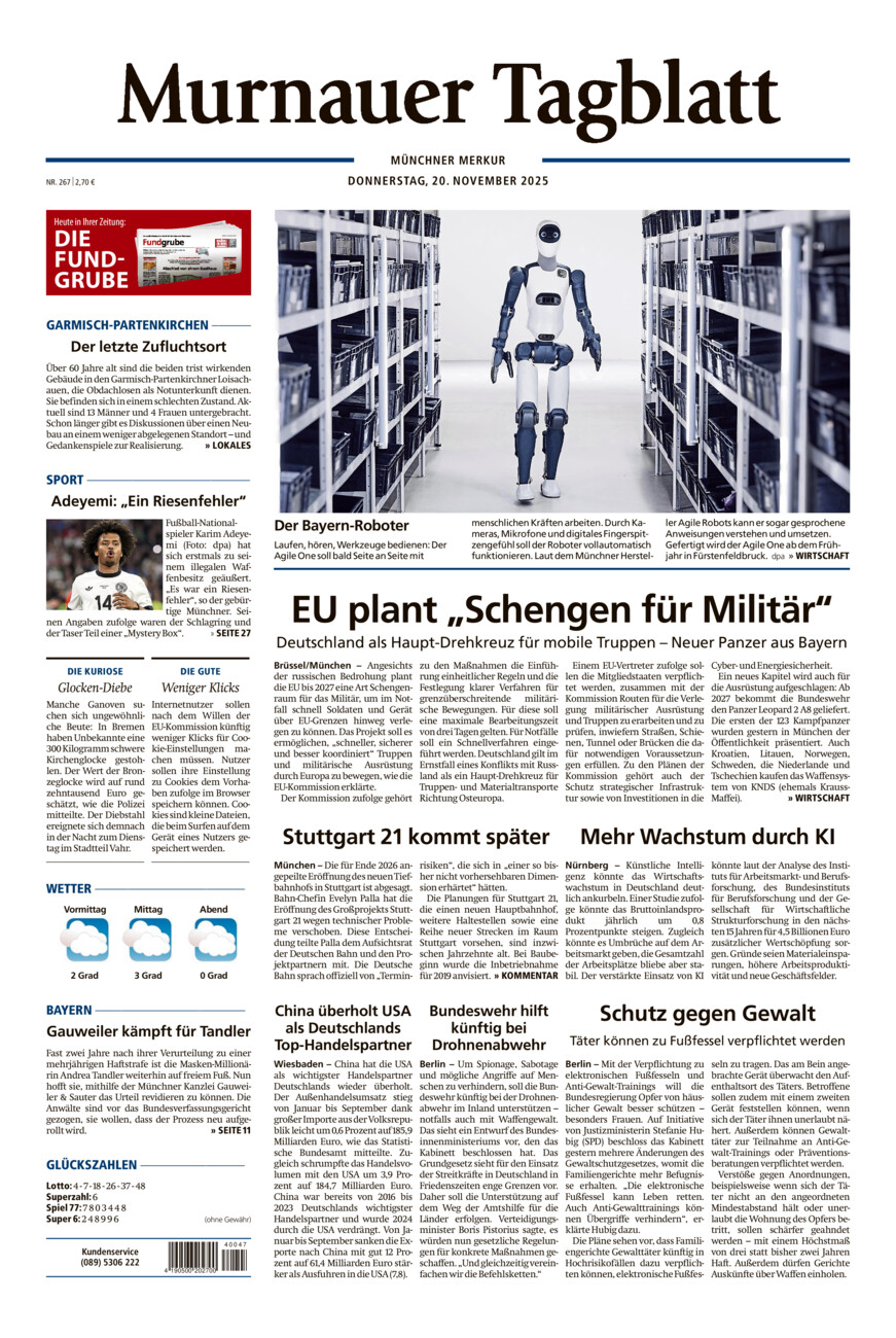 Murnauer Tagblatt vom Donnerstag, 20.11.2025