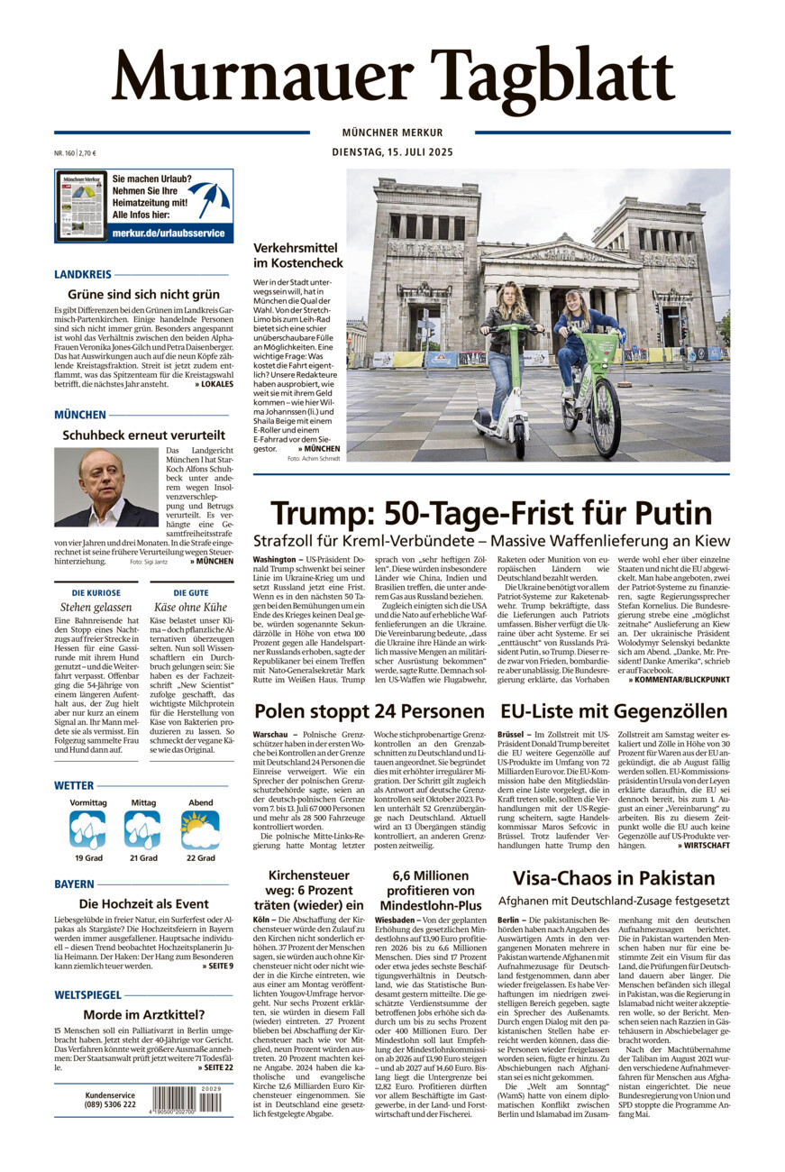 Murnauer Tagblatt vom Dienstag, 15.07.2025