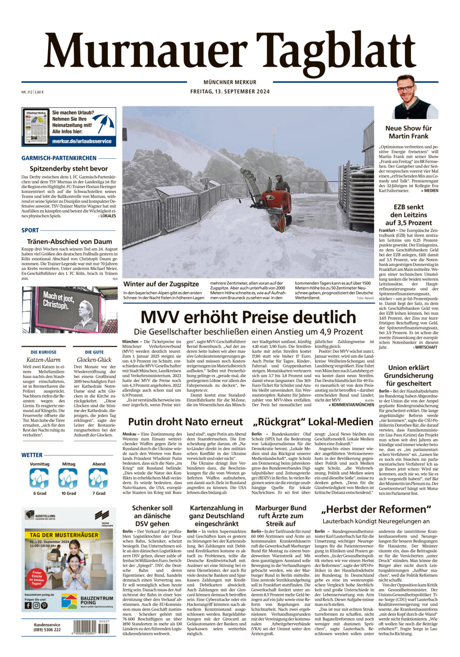 Murnauer Tagblatt vom Freitag, 13.09.2024