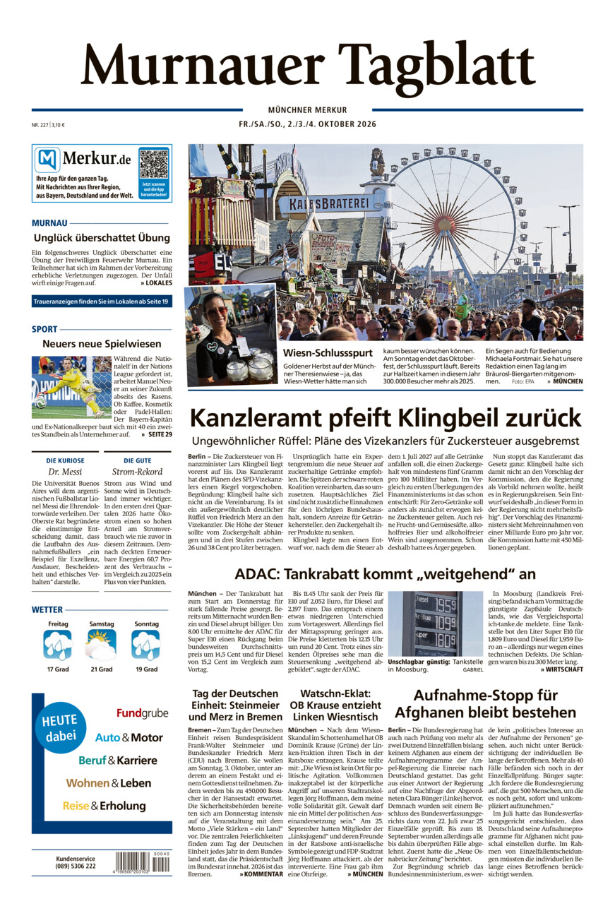 Murnauer Tagblatt vom Freitag, 02.10.2026